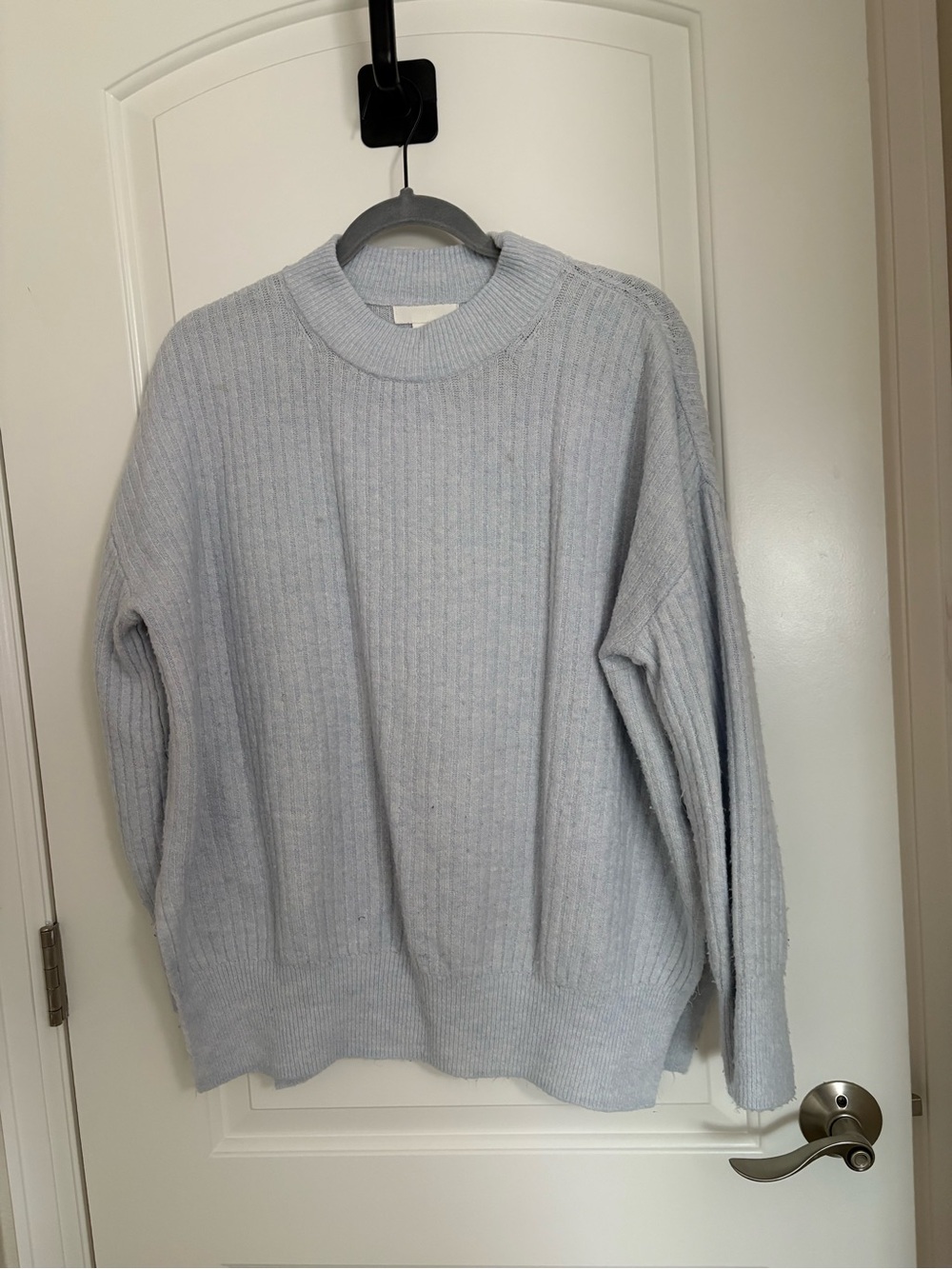 H&M Light Gray Ribbed Crewneck Sweater - Men's